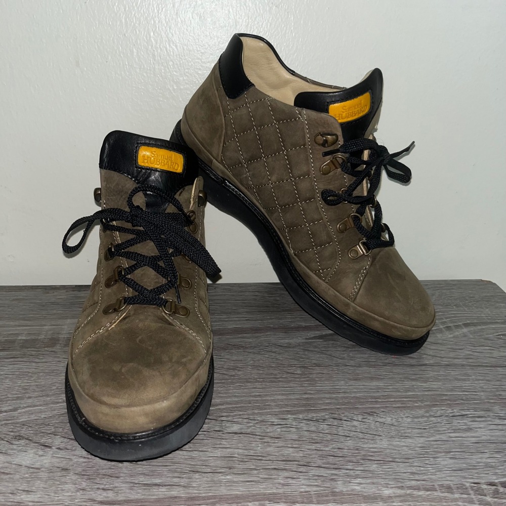 Samuel Hubbard Mens Lace Up Quilted Leather‎ Ankle Boots Brown Size 10.5 M